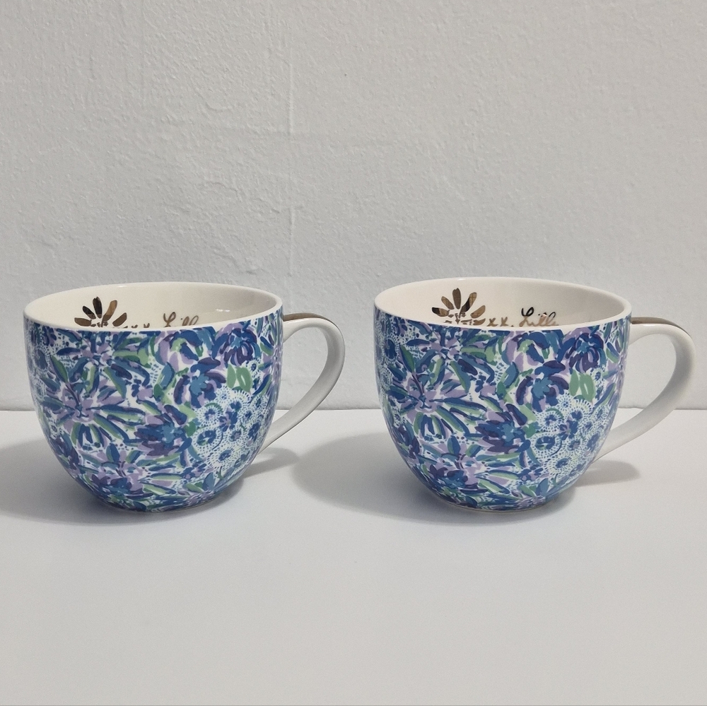 Lilly Pulitzer Cat Ceramic Coffee Mugs (Set of 2)